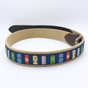 Novelty Beer Can Belt Embroidered Canvas Leather Tab Size 34 Preppy
